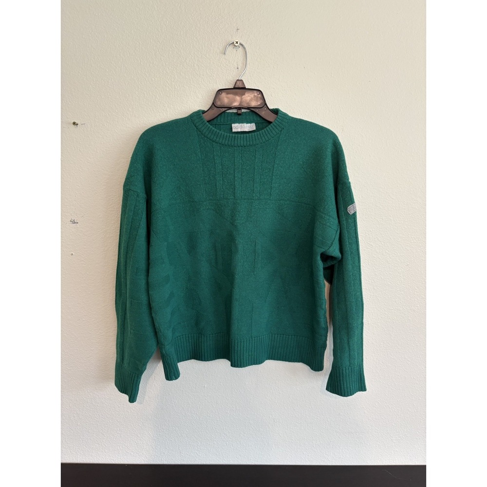 Vntg Adidas Wool Blend Knit Green Sweater Pullover US 42 EU 52 Made in Austria